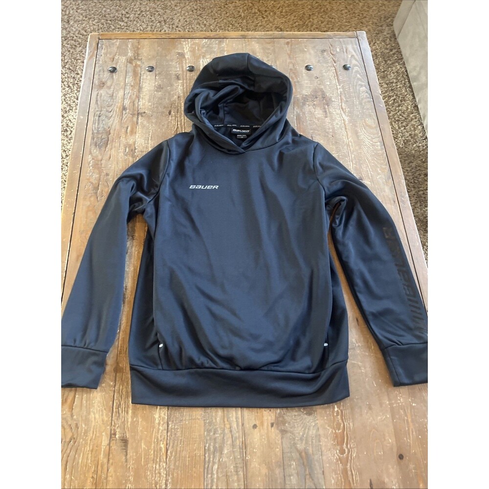 Women’s Large BAUER Femme Black Vapor Fleece Hoodie Hockey Pockets EUC
